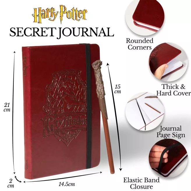 Harry potter - Notebook Gryffondor en simili cuir + stylo Harry potter - Notebook Gryffondor en simili cuir + stylo
